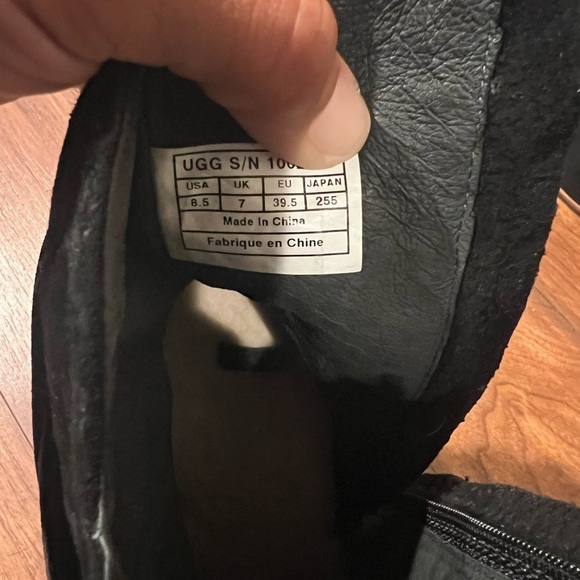 UGG Taleen Black Suede Strappy Mid-Calf Wedge Heeled Boots Women's Size 8.5 - Picture 8 of 12